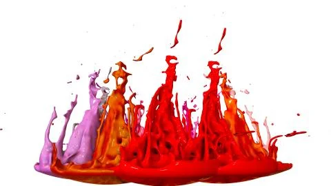 Paints dance on white background. Simulation of 3d splashes of ink on a musical イラスト素材
