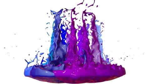 Paints dance on white background. Simulation of 3d splashes of ink on a musical Illustrazione stock