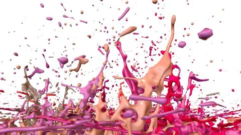 Paints dance on white background. Simulation of 3d splashes of ink on a musical Illustrazione stock