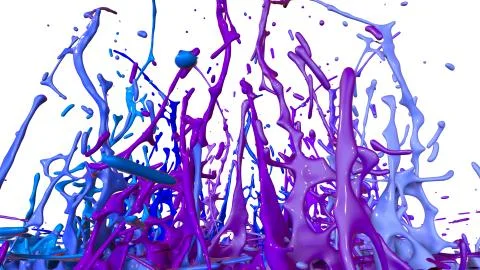 Paints dance on white background. Simulation of 3d splashes of ink on a musical Stock Illustration