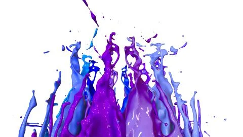 Paints dance on white background. Simulation of 3d splashes of ink on a musical イラスト素材