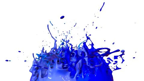 Paints dance on white background. Simulation of 3d splashes of ink on a musical イラスト素材