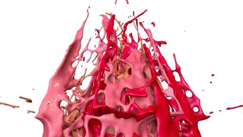 Paints dance on white background. Simulation of 3d splashes of ink on a musical Stock Illustration