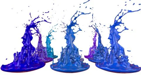 Paints dance on white background. Simulation of 3d splashes of ink on a musical イラスト素材