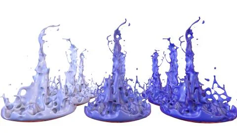 Paints dance on white background. Simulation of 3d splashes of ink on a musical Stock Illustration