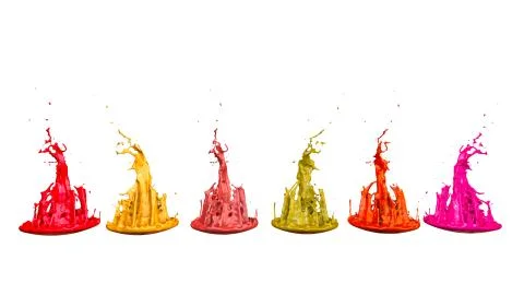 Paints dance on white background. Simulation of 3d splashes of ink on a musical イラスト素材