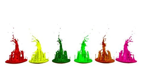 Paints dance on white background. Simulation of 3d splashes of ink on a musical Stock Illustration