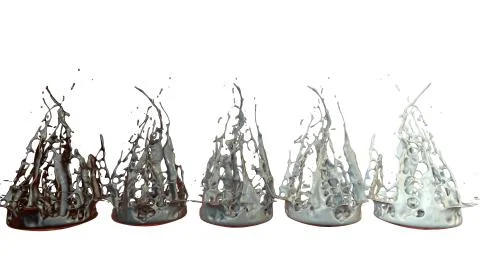 Paints dance on white background. Simulation of 3d splashes of ink on a musical Stock Illustration