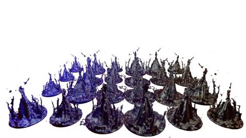 Paints dance on white background. Simulation of 3d splashes of ink on a musical Stock Illustration