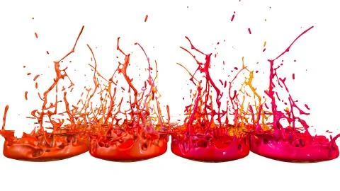Paints dance on white background. Simulation of 3d splashes of ink on a musical イラスト素材