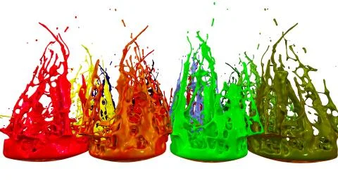 Paints dance on white background. Simulation of 3d splashes of ink on a musical イラスト素材