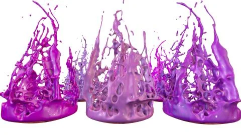 Paints dance on white background. Simulation of 3d splashes of ink on a musical イラスト素材