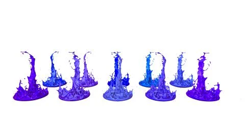 Paints dance on white background. Simulation of 3d splashes of ink on a musical イラスト素材