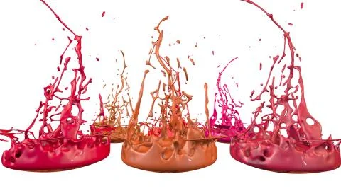 Paints dance on white background. Simulation of 3d splashes of ink on a musical イラスト素材