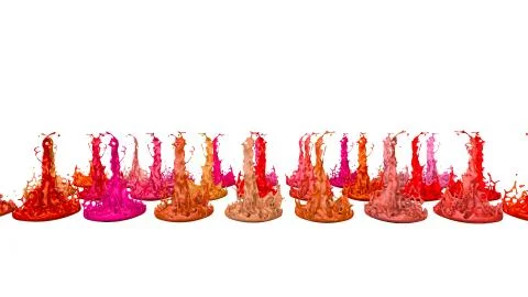 Paints dance on white background. Simulation of 3d splashes of ink on a musical Stock Illustration