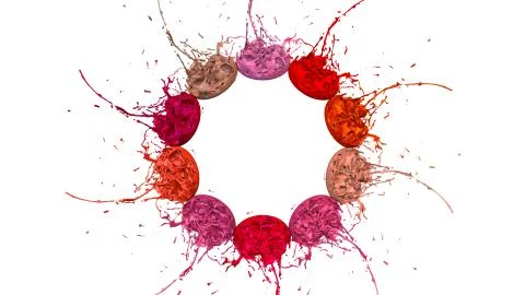 Paints dance on white background. Simulation of 3d splashes of ink on a musical Stock Illustration