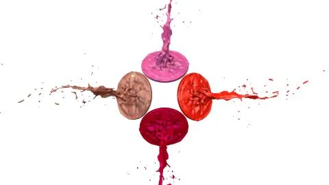 Paints dance on white background. Simulation of 3d splashes of ink on a musical Stock Illustration