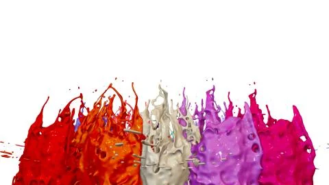 Paints dance on white background. Simulation of 3d splashes of ink on a musical Stock Illustration