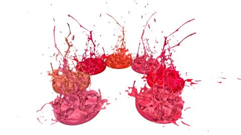Paints dance on white background. Simulation of 3d splashes of ink on a musical イラスト素材