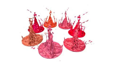 Paints dance on white background. Simulation of 3d splashes of ink on a musical Stock Illustration