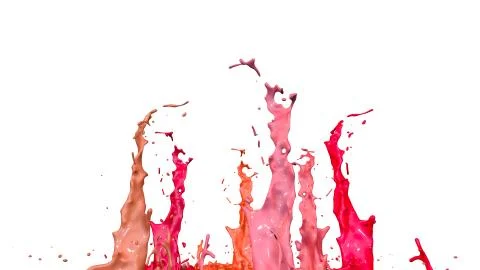 Paints dance on white background. Simulation of 3d splashes of ink on a musical Illustrazione stock