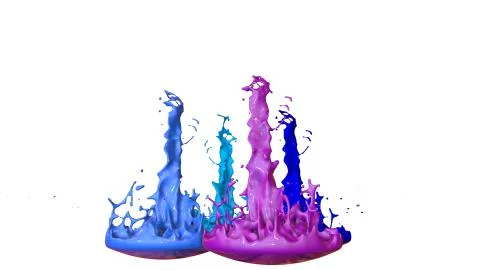 Paints dance on white background. Simulation of 3d splashes of ink on a musical イラスト素材