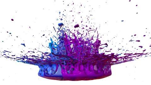 Paints dance on white background. Simulation of 3d splashes of ink on a musical Stock Illustration