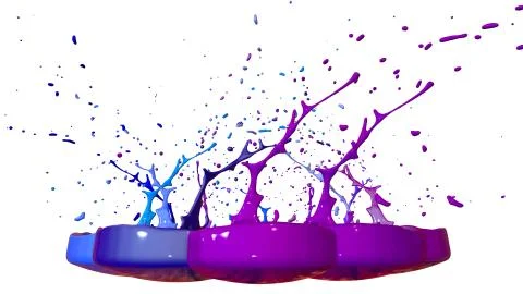 Paints dance on white background. Simulation of 3d splashes of ink on a musical Stock Illustration