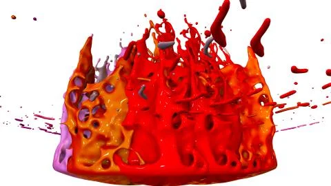 Paints dance on white background. Simulation of 3d splashes of ink on a musical イラスト素材