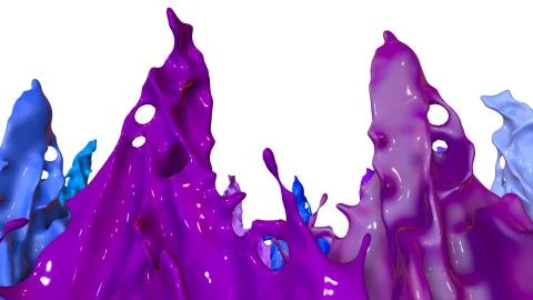 Paints dance on white background. Simulation of 3d splashes of ink on a musical Illustrazione stock