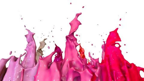 Paints dance on white background. Simulation of 3d splashes of ink on a musical Stock Illustration