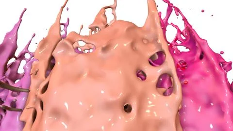 Paints dance on white background. Simulation of 3d splashes of ink on a musical Stock Illustration