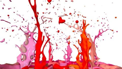 Paints dance on white background. Simulation of 3d splashes of ink on a musical Illustrazione stock