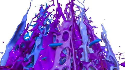 Paints dance on white background. Simulation of 3d splashes of ink on a musical Illustrazione stock