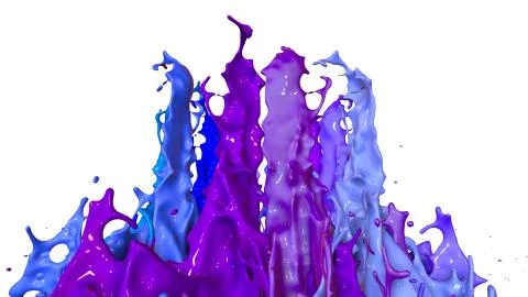 Paints dance on white background. Simulation of 3d splashes of ink on a musical Stock Illustration