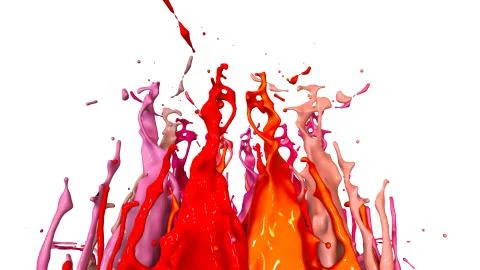 Paints dance on white background. Simulation of 3d splashes of ink on a musical Stock Illustration