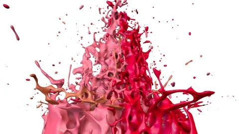 Paints dance on white background. Simulation of 3d splashes of ink on a musical Stock Illustration