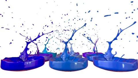 Paints dance on white background. Simulation of 3d splashes of ink on a musical Stock Illustration