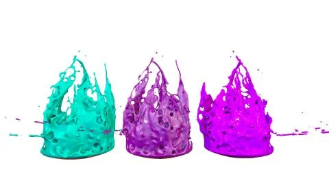 Paints dance on white background. Simulation of 3d splashes of ink on a musical Stock Illustration