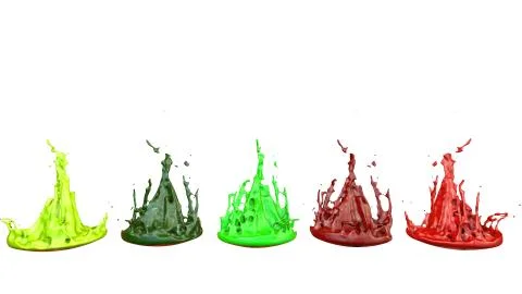 Paints dance on white background. Simulation of 3d splashes of ink on a musical Illustrazione stock