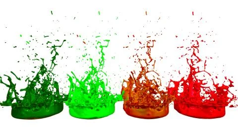 Paints dance on white background. Simulation of 3d splashes of ink on a musical Stock Illustration