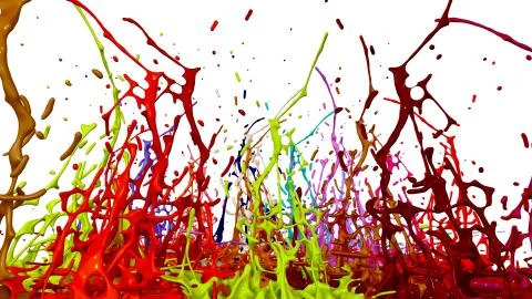 Paints dance on white background. Simulation of 3d splashes of ink on a musical Illustrazione stock