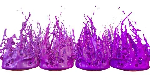 Paints dance on white background. Simulation of 3d splashes of ink on a musical Stock Illustration