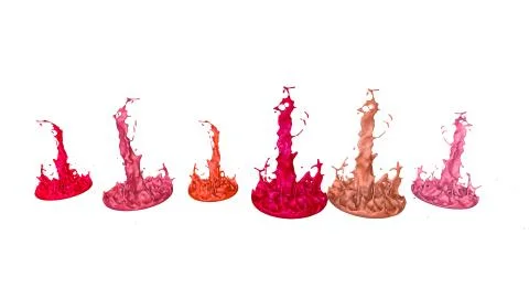 Paints dance on white background. Simulation of 3d splashes of ink on a musical イラスト素材