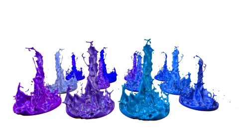 Paints dance on white background. Simulation of 3d splashes of ink on a musical Stock Illustration