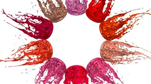 Paints dance on white background. Simulation of 3d splashes of ink on a musical イラスト素材