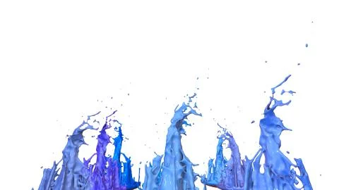 Paints dance on white background. Simulation of 3d splashes of ink on a musical Stock Illustration