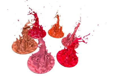 Paints dance on white background. Simulation of 3d splashes of ink on a musical Stock Illustration