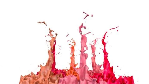 Paints dance on white background. Simulation of 3d splashes of ink on a musical イラスト素材