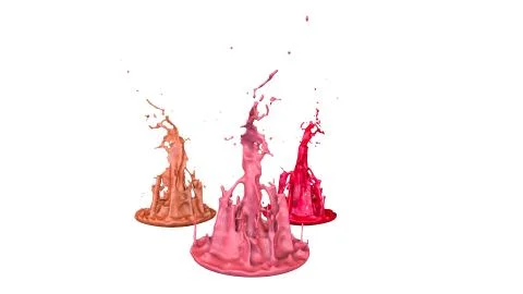 Paints dance on white background. Simulation of 3d splashes of ink on a musical Stock Illustration